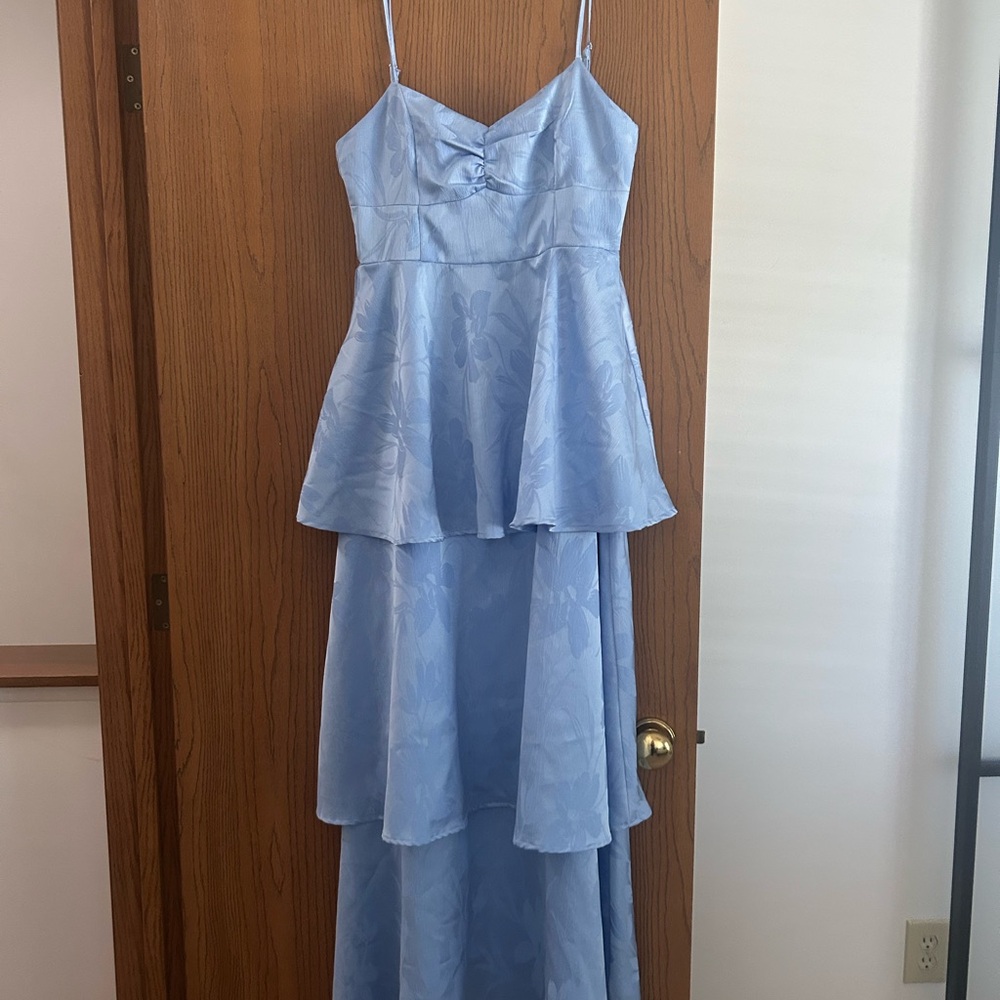 Prigette Light Blue Jacquard Tiered Maxi Dress  - Lulus